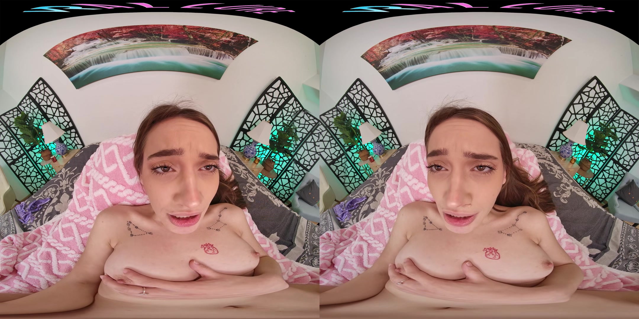 Brunette nympho rides her male sex doll in virtual reality
