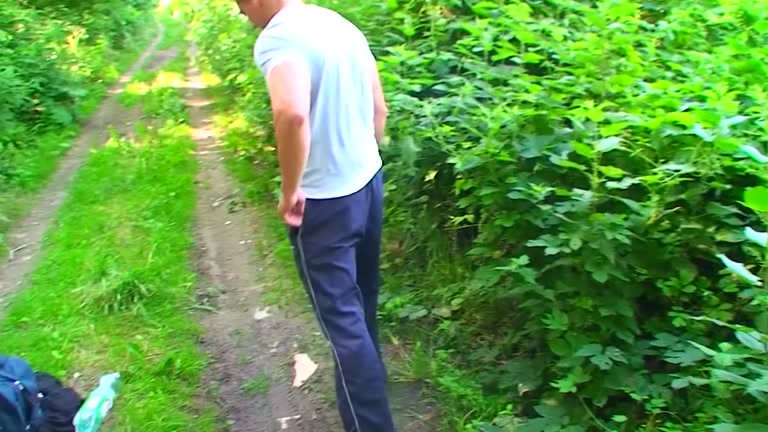 Stripping and sucking outdoors