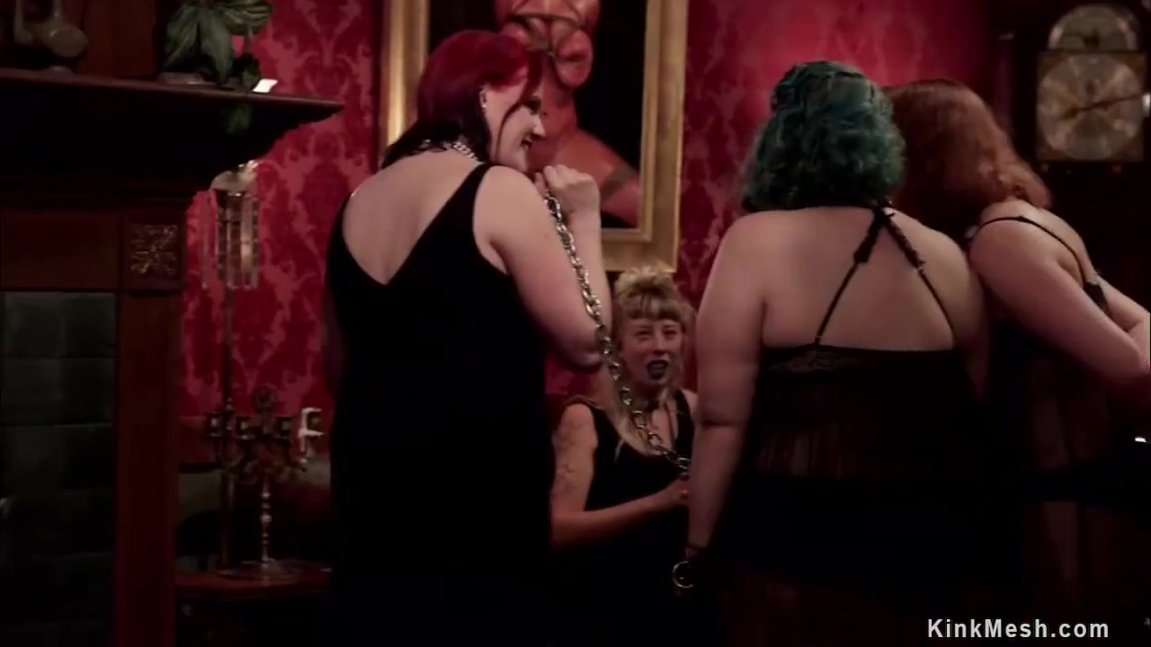 Slaves Sharing Dick In Orgy Bdsm Party