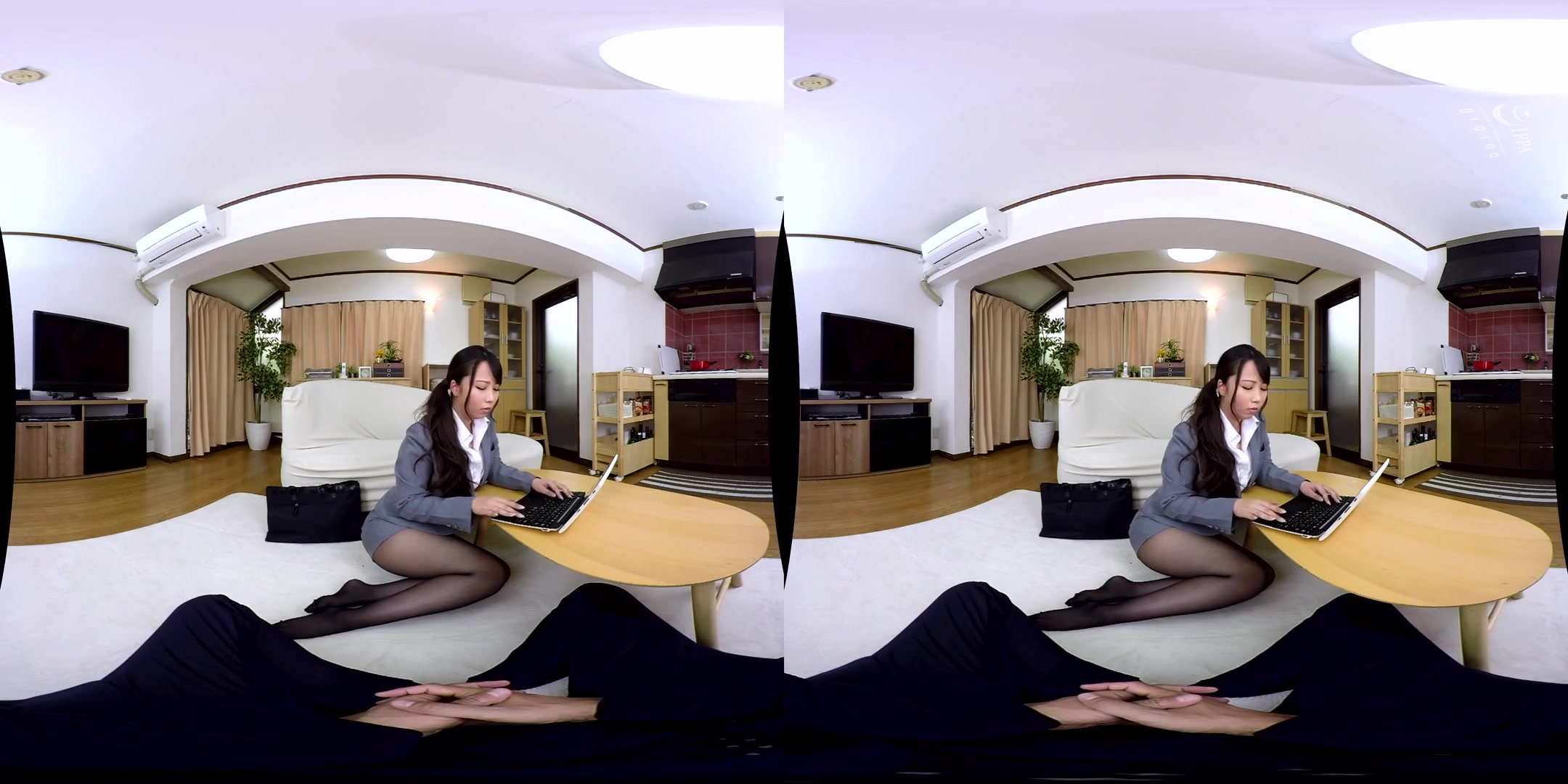 Your Loopy Female Boss is Wearing Pantyhose 1 - Nylons Footjob Asian