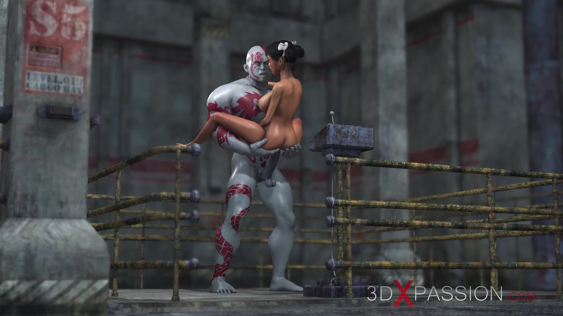 Hot fuck! Sexy brunette teen 18+ and a big monster in the industrial zone