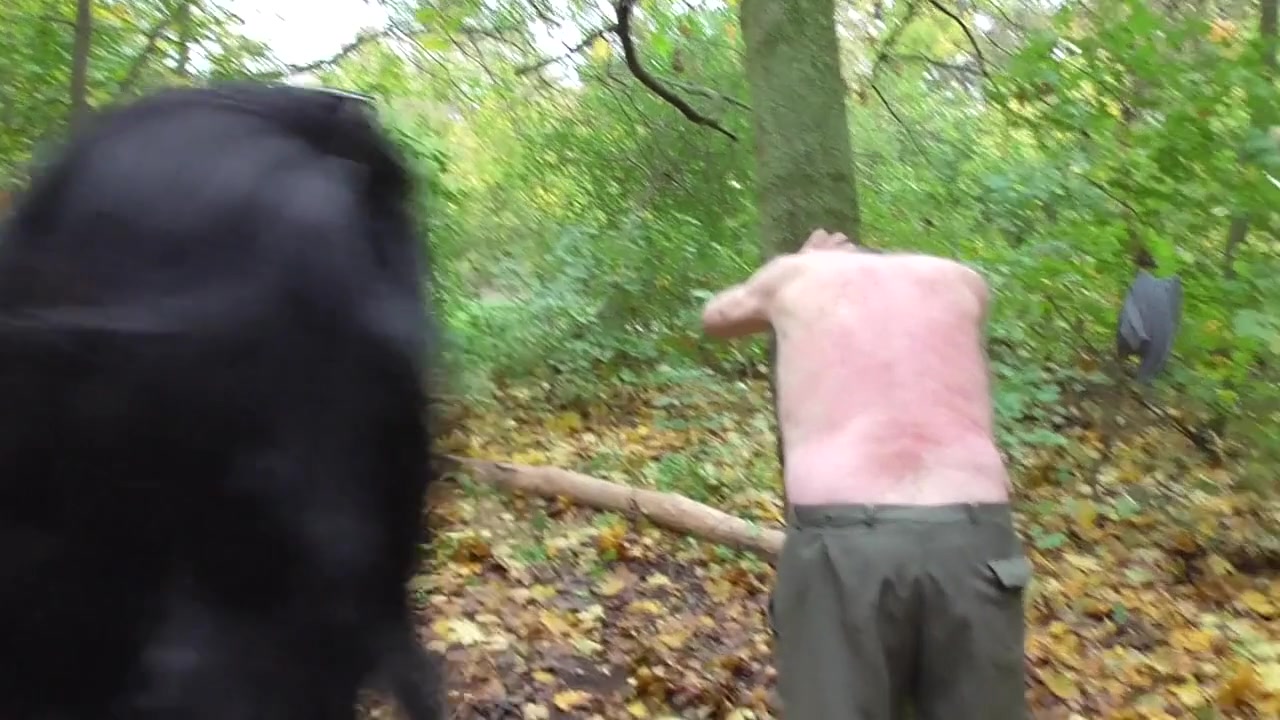 Spank session in the forest, male slave by Femdom Austria