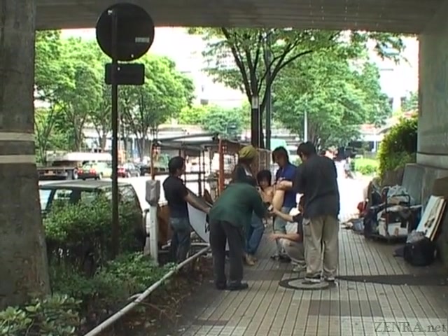 Subtitled Japanese AV star stripped naked in public to orgasm
