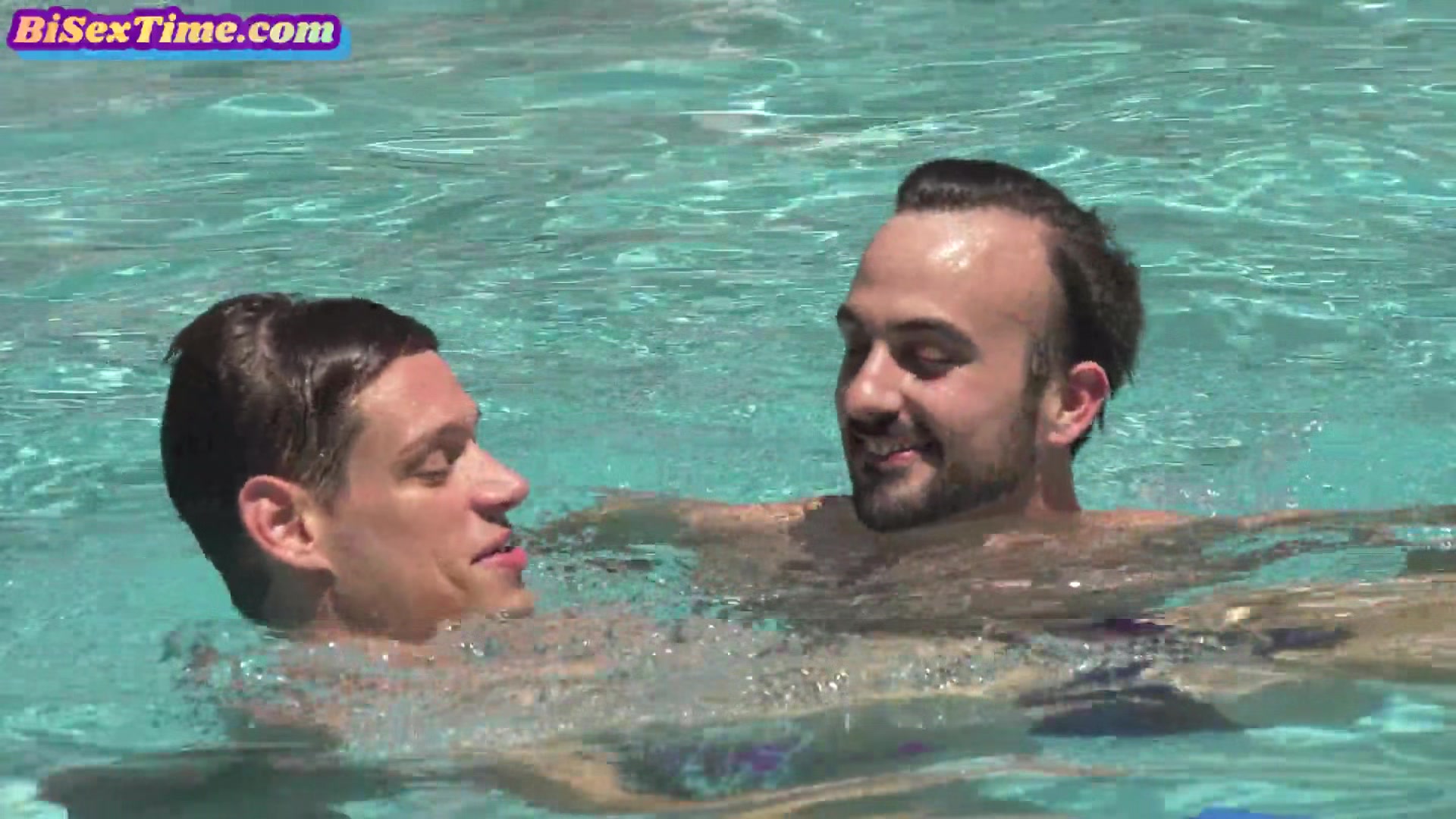 Girlfriend cockriding bisexual boyfriend during pool party