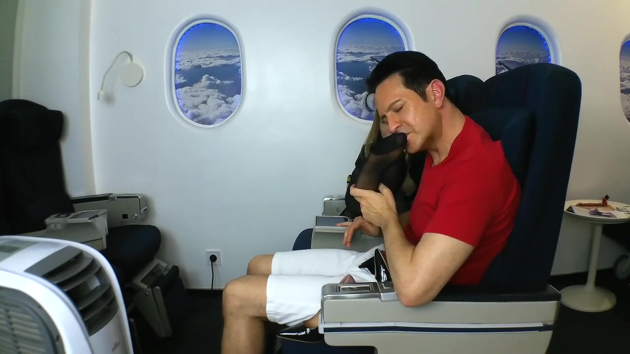 Stewardess feet smelling and licking in air plane by Foot Girls