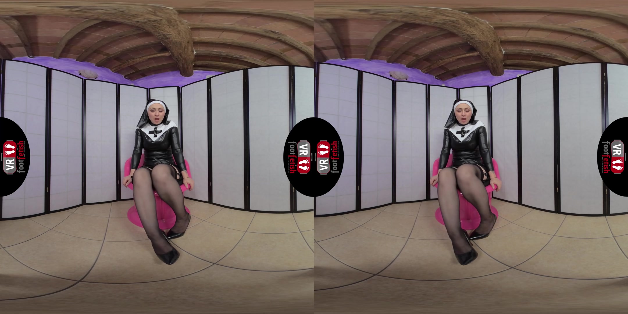 Sinfully Sexy Ammalia Mistreating You In A Nun Costume - VRFootFetish