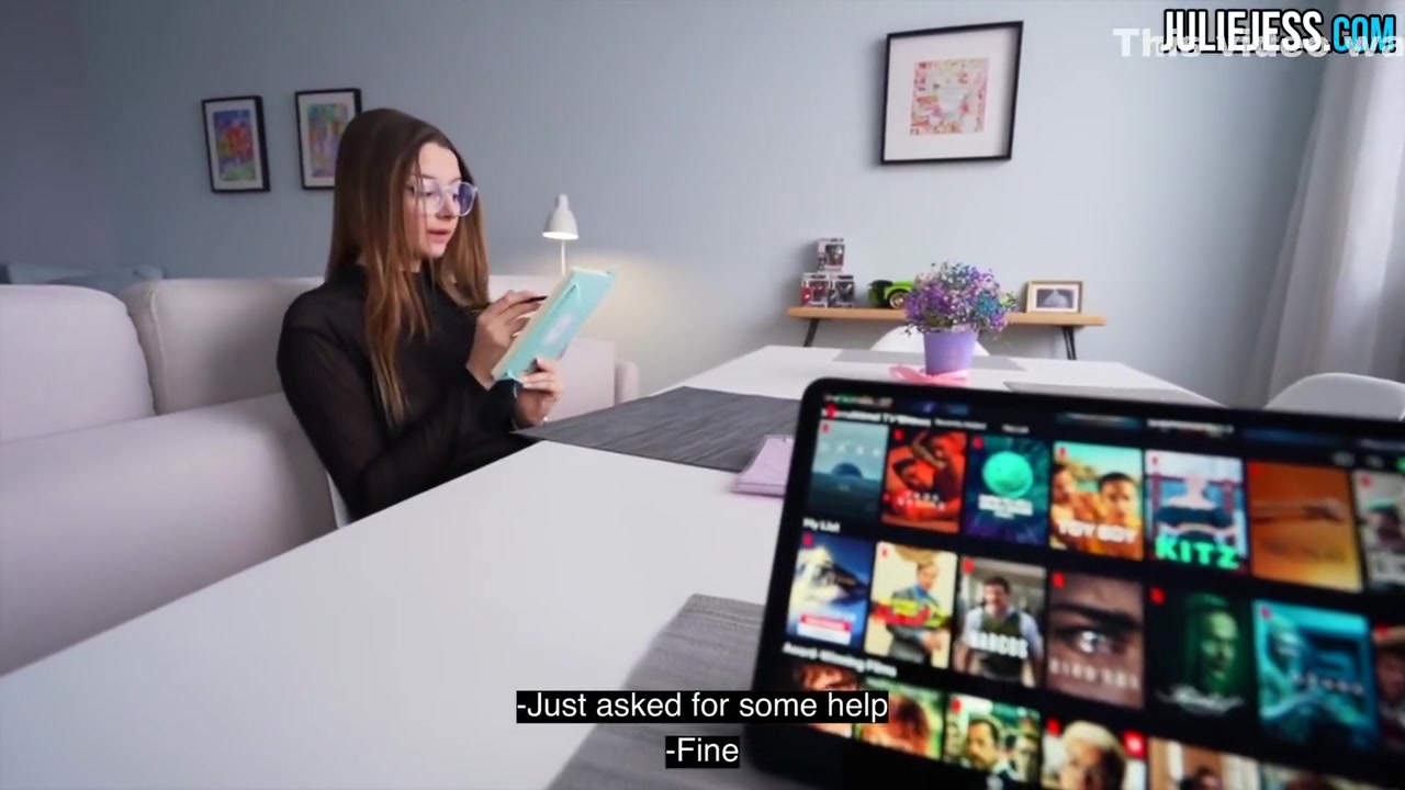 Nerdy teen 18+ Stepsis Gets A Facial Instead Of Help With Homework