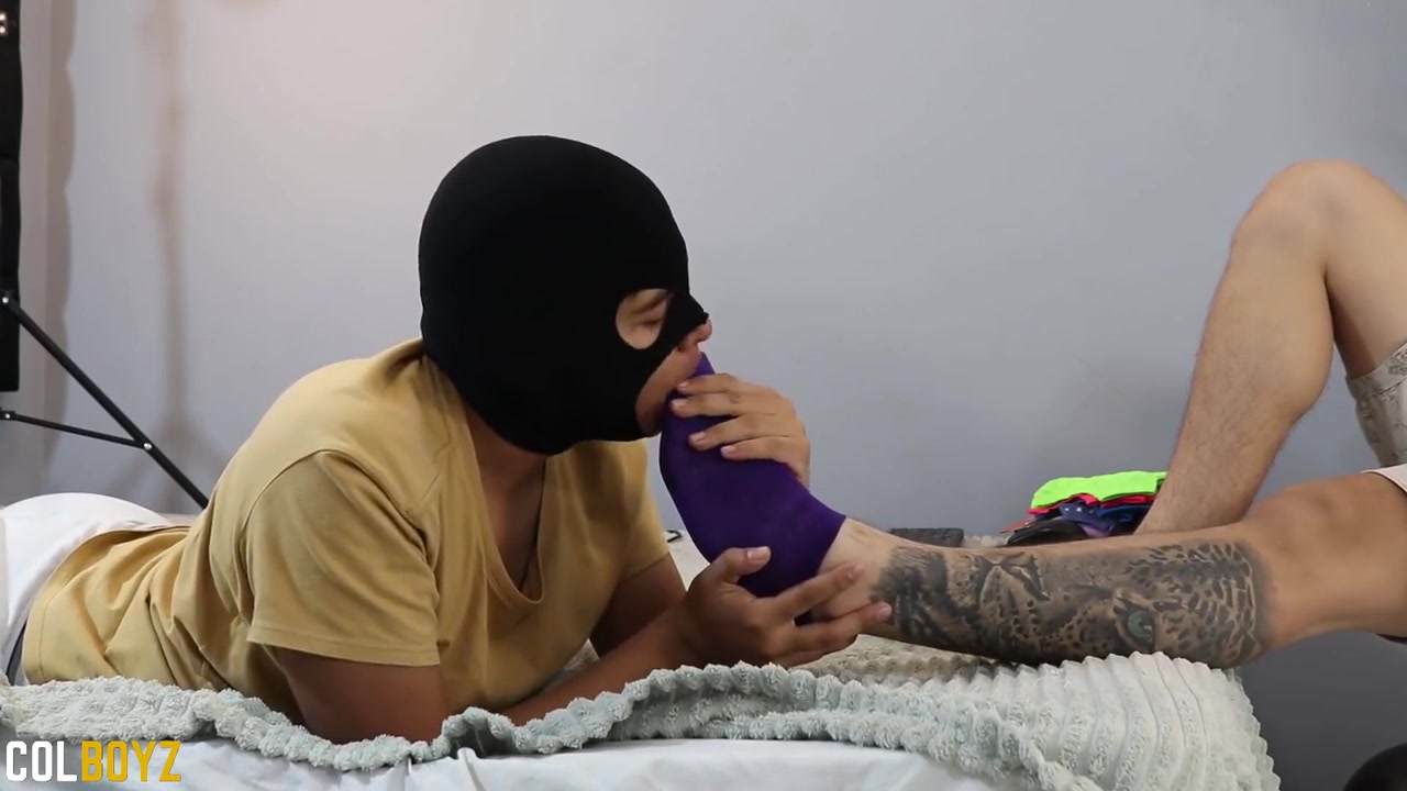 Bitch Sucks His Masters Feet She Likes Purple Socks