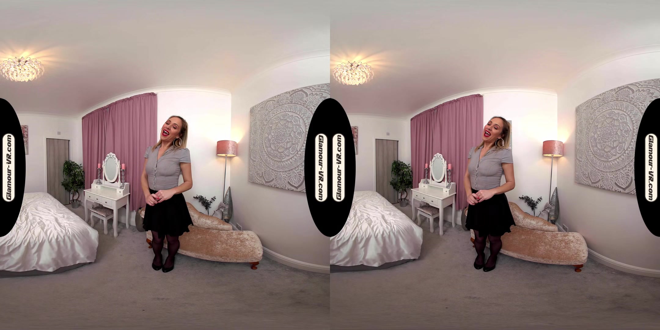 Samantha Smart/Casual Outfit With Seamed Stockings Treat - 8k Vr