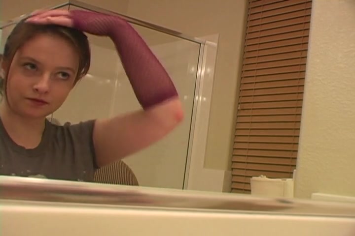 Kinky teen 18+ showing off in front of the mirror