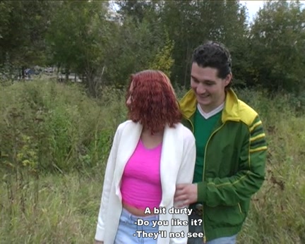 Red-haired doxy engulfing in the car for all to watch
