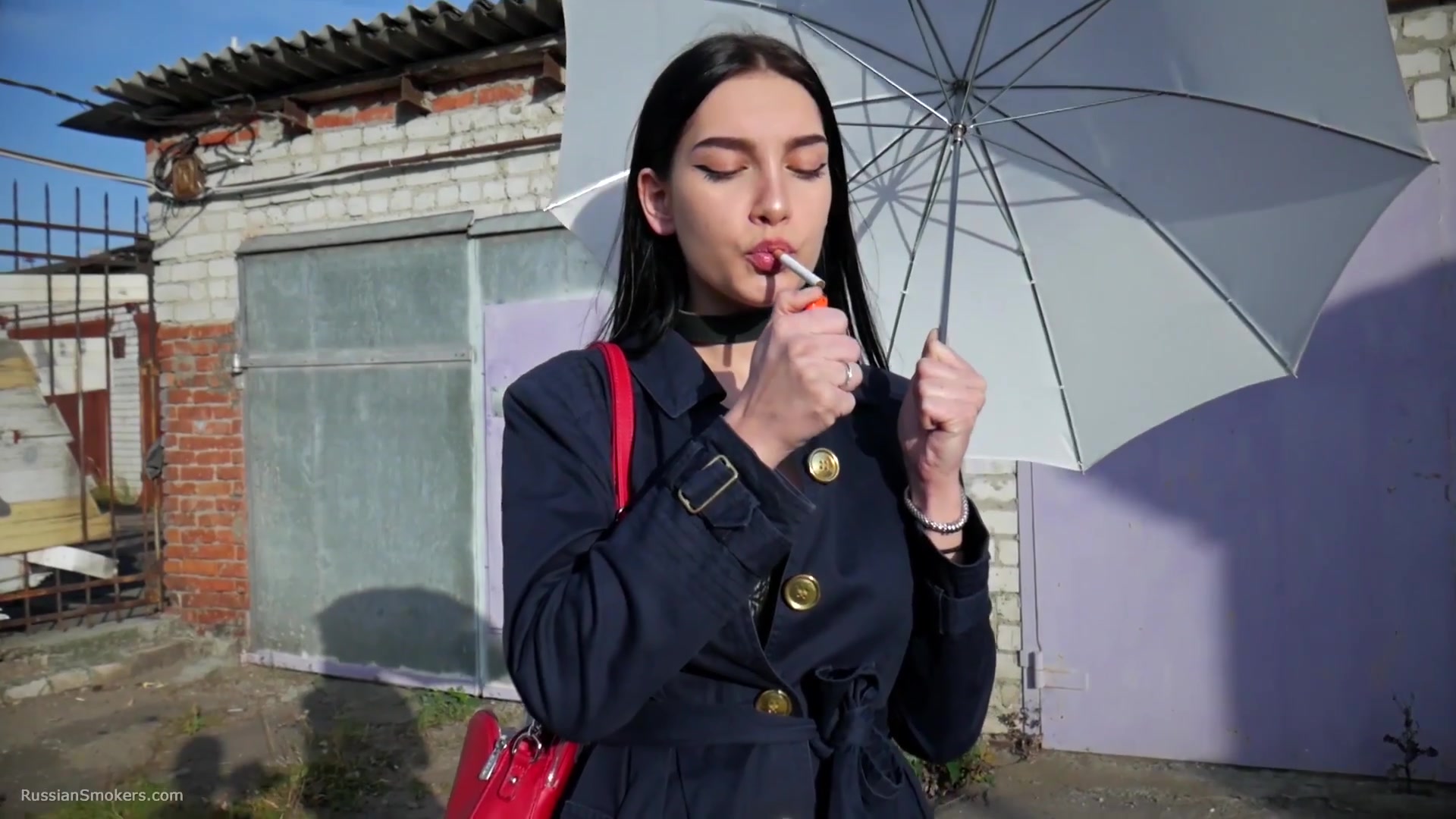 Attractive Lera Taking A Smoke Break Outside