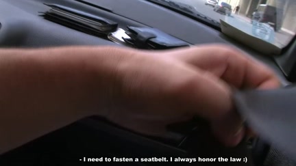 Youthful gal drilled in the car