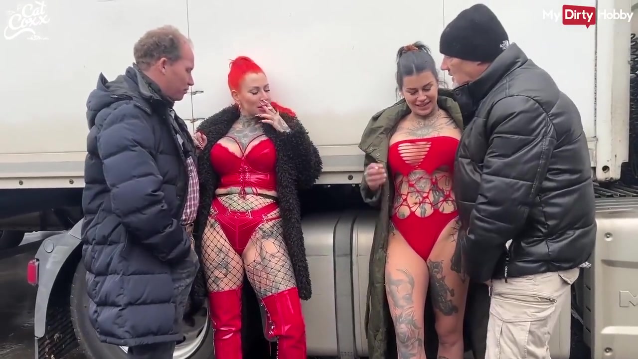 Cat Coxx - Truck Stop German Whores Get Picked Up And Fucked In Amateur Foursome