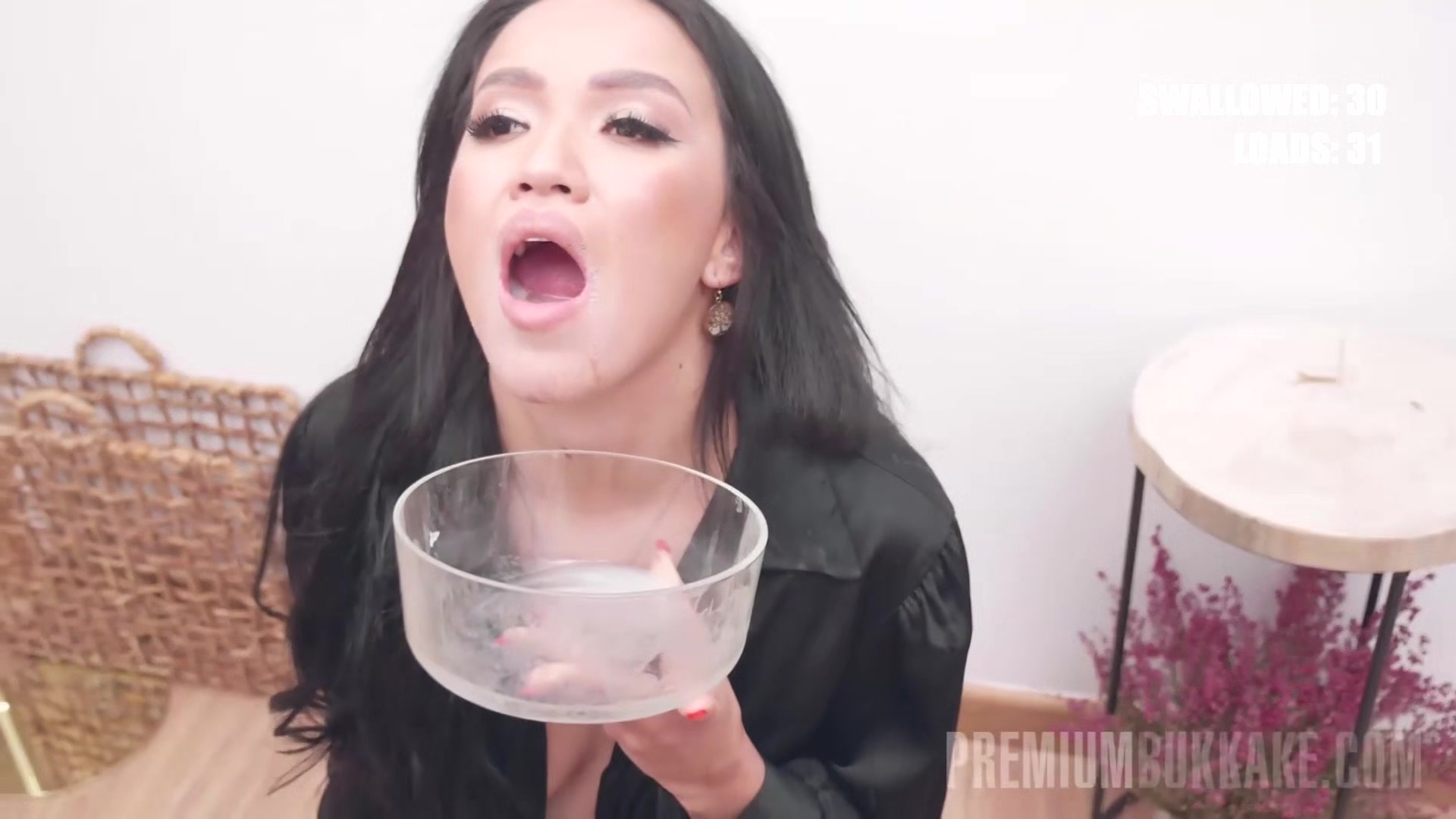 PremiumBukkake - Asia Vargas swallows 52 huge mouthful cumshots