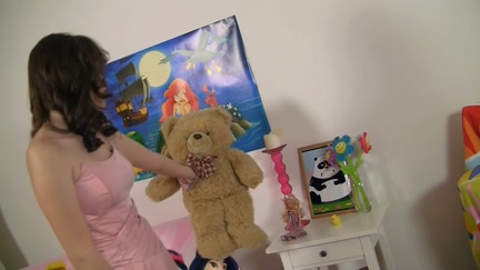 Legal Age teenager 18+ cute beauty made a desire of Panda bear