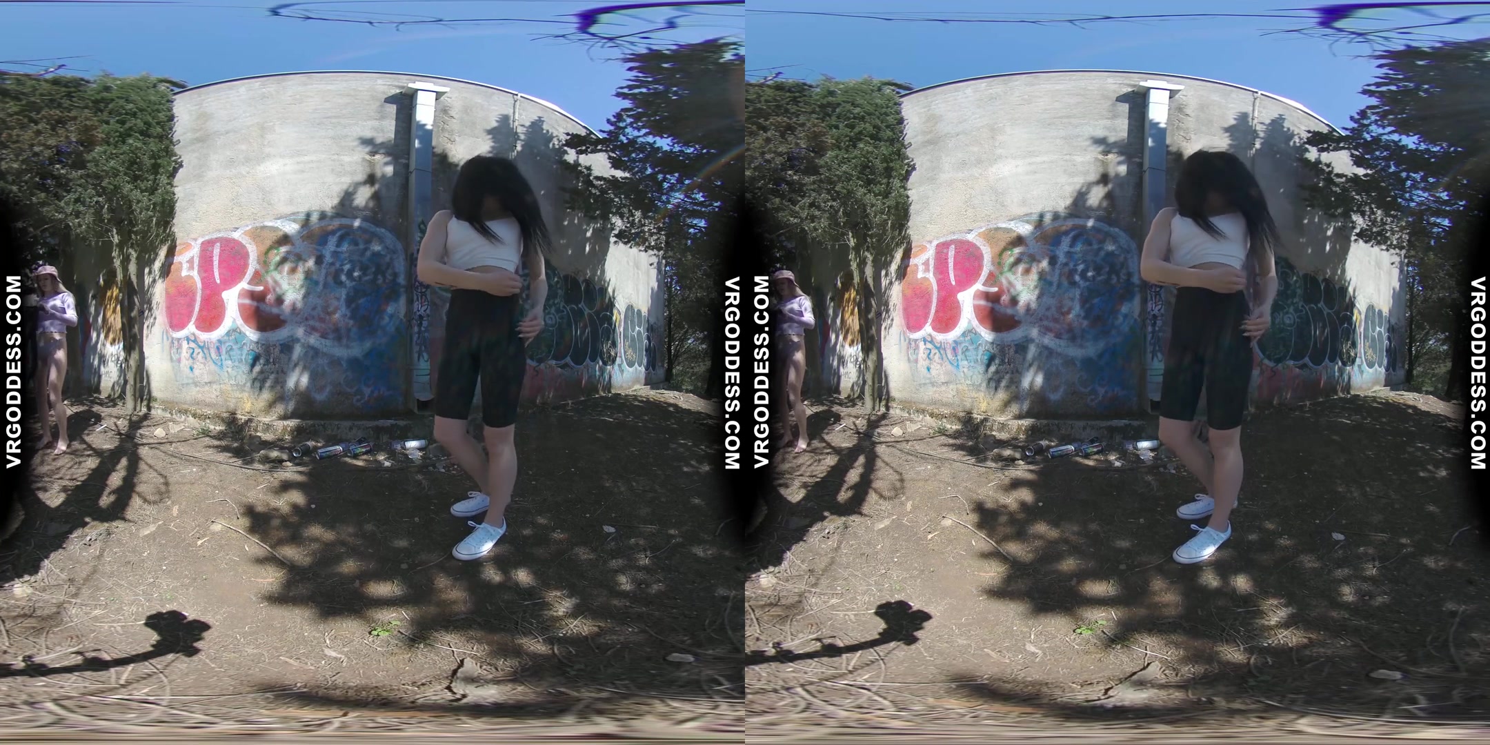 Matty and Josie On Vacation Graffiti Spray Painting And Dancing Nude Outdoors Urban Exploring
