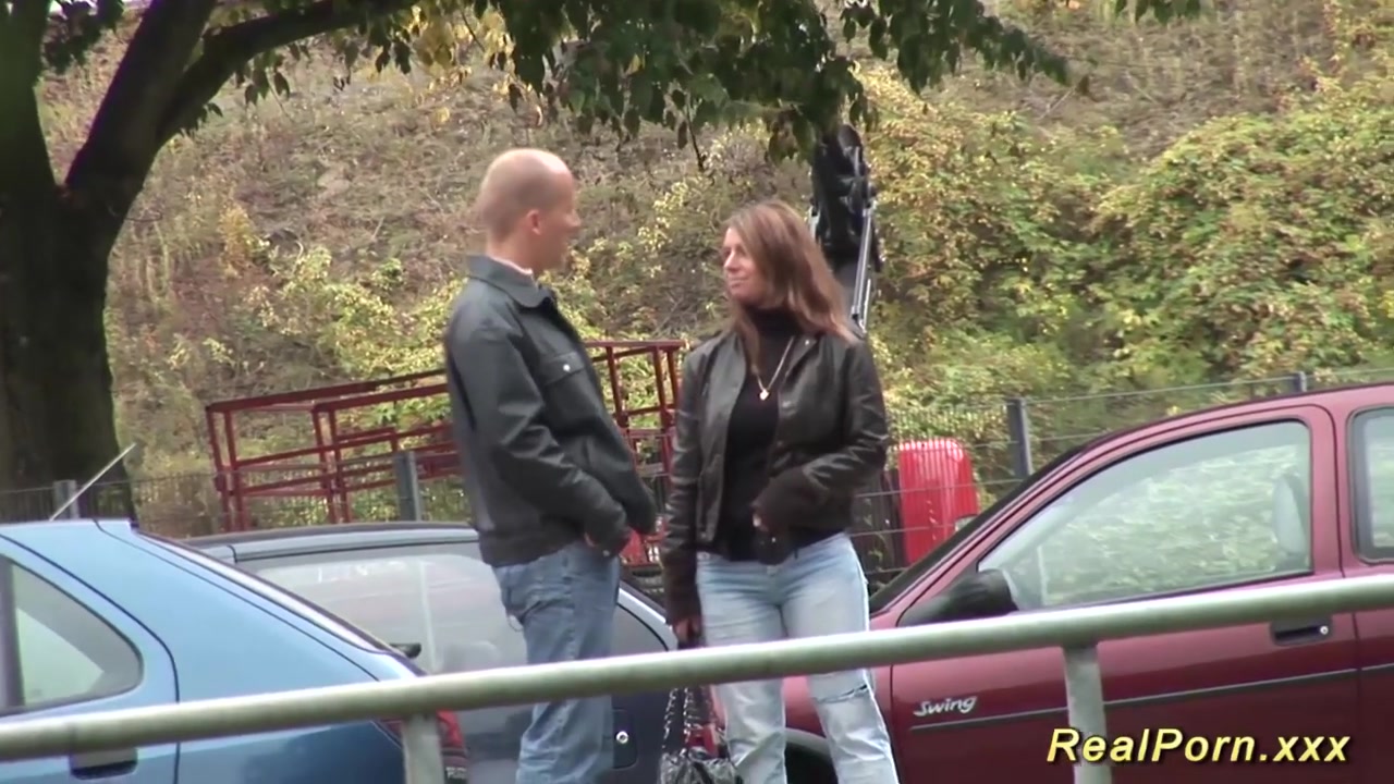 hot busty Milf picked up for outdoor sex