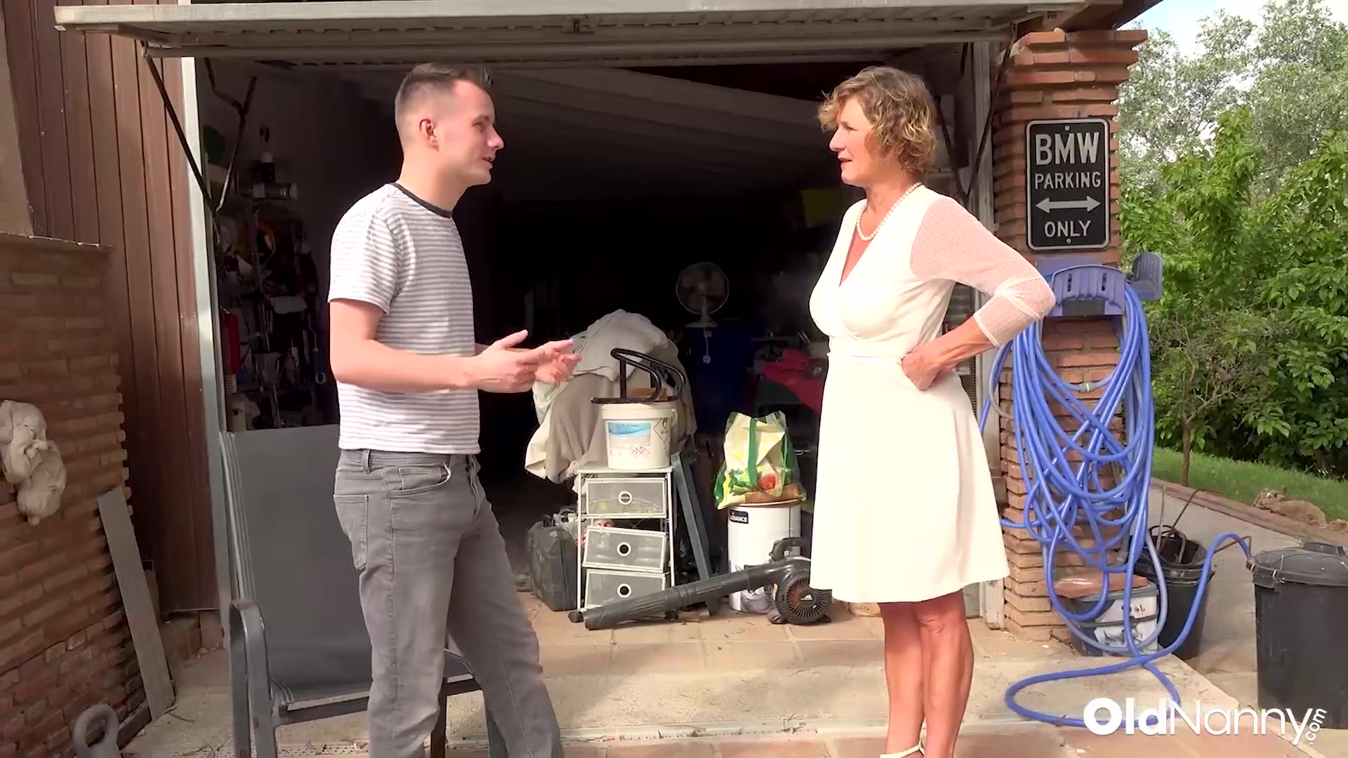 Oldnanny Mature Granny Seduces Horny Stud In Garage