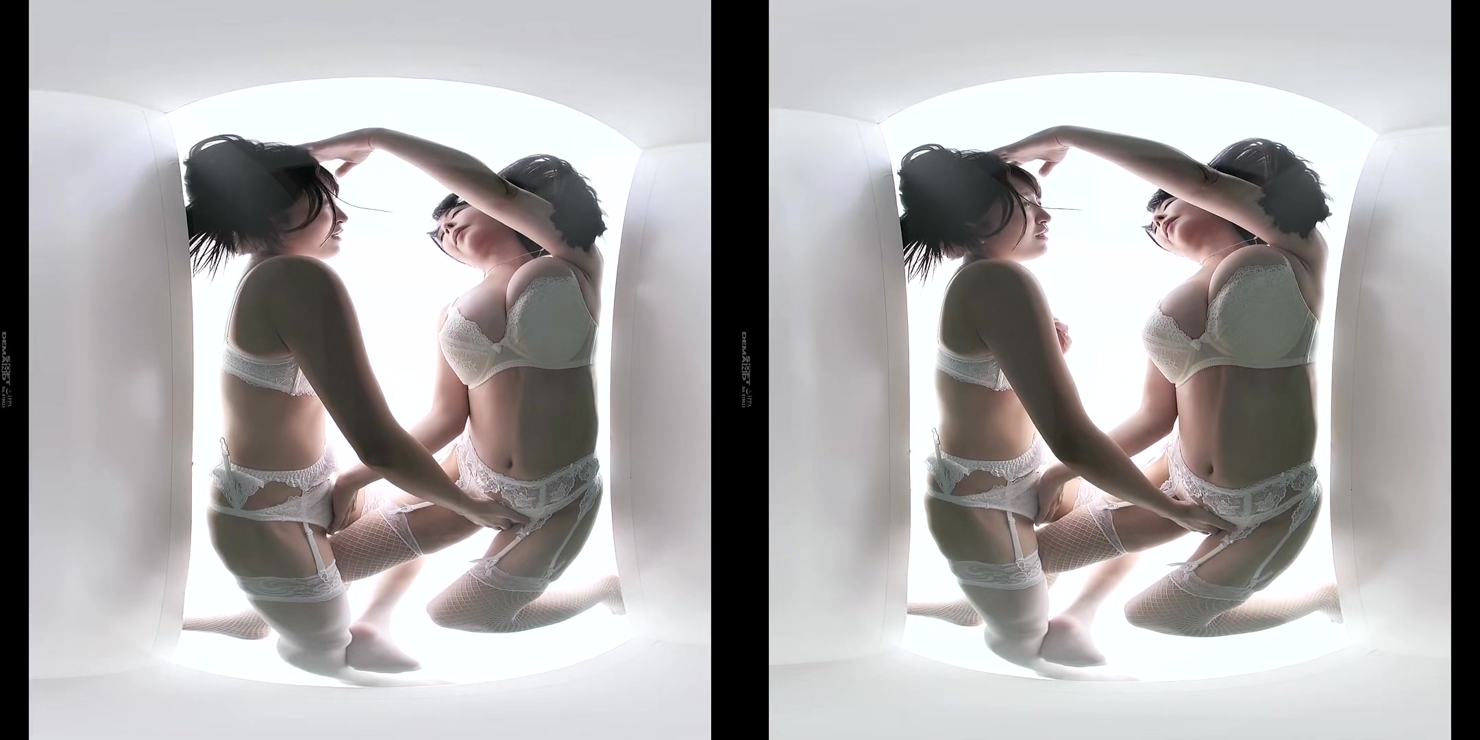 The Ultimate View! Watching Squirting Strap-On Lesbian Sex from Below; Japanese Lesbian 3D Porn