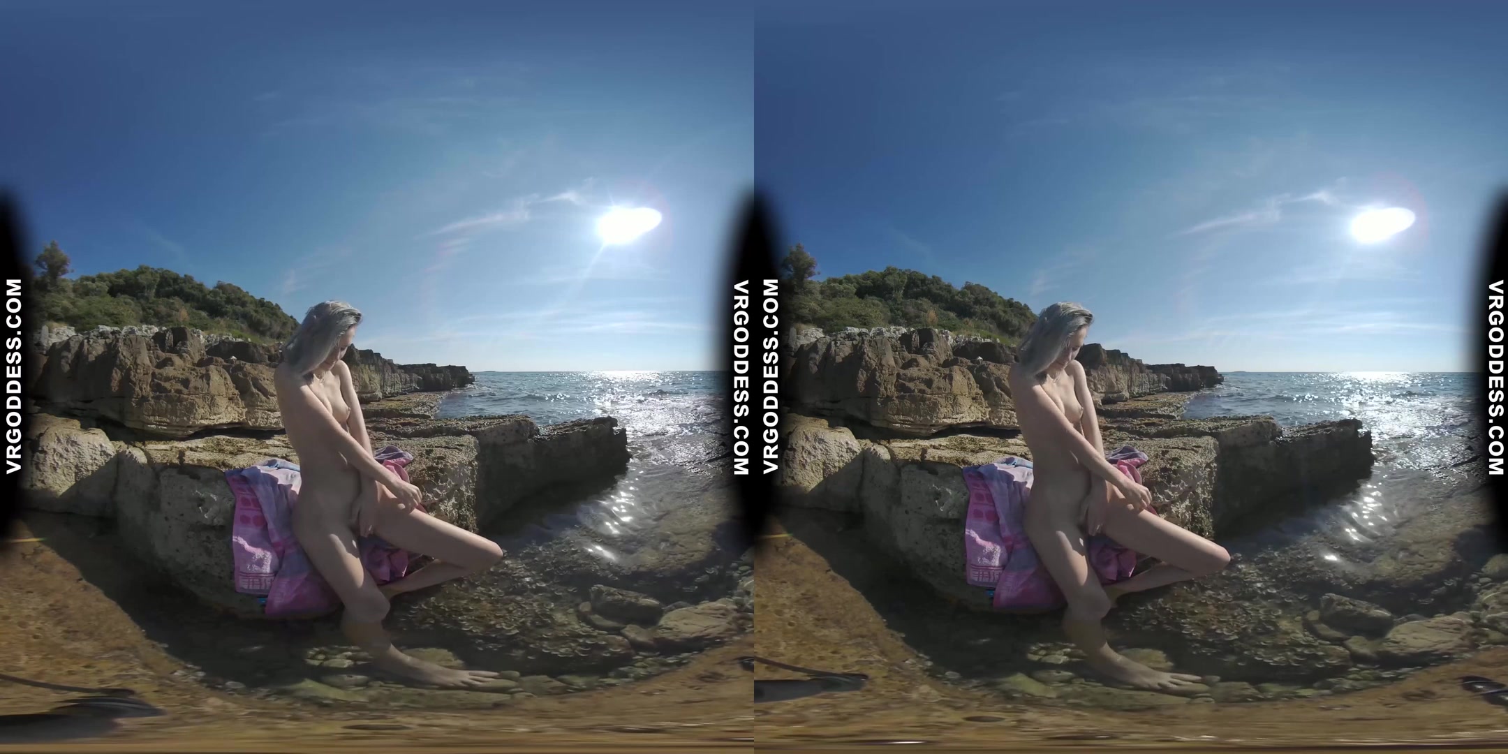 Sensual Sunbathing And Skinny Dipping On Vacation With Sexy Thin Blonde Poppy Jillin