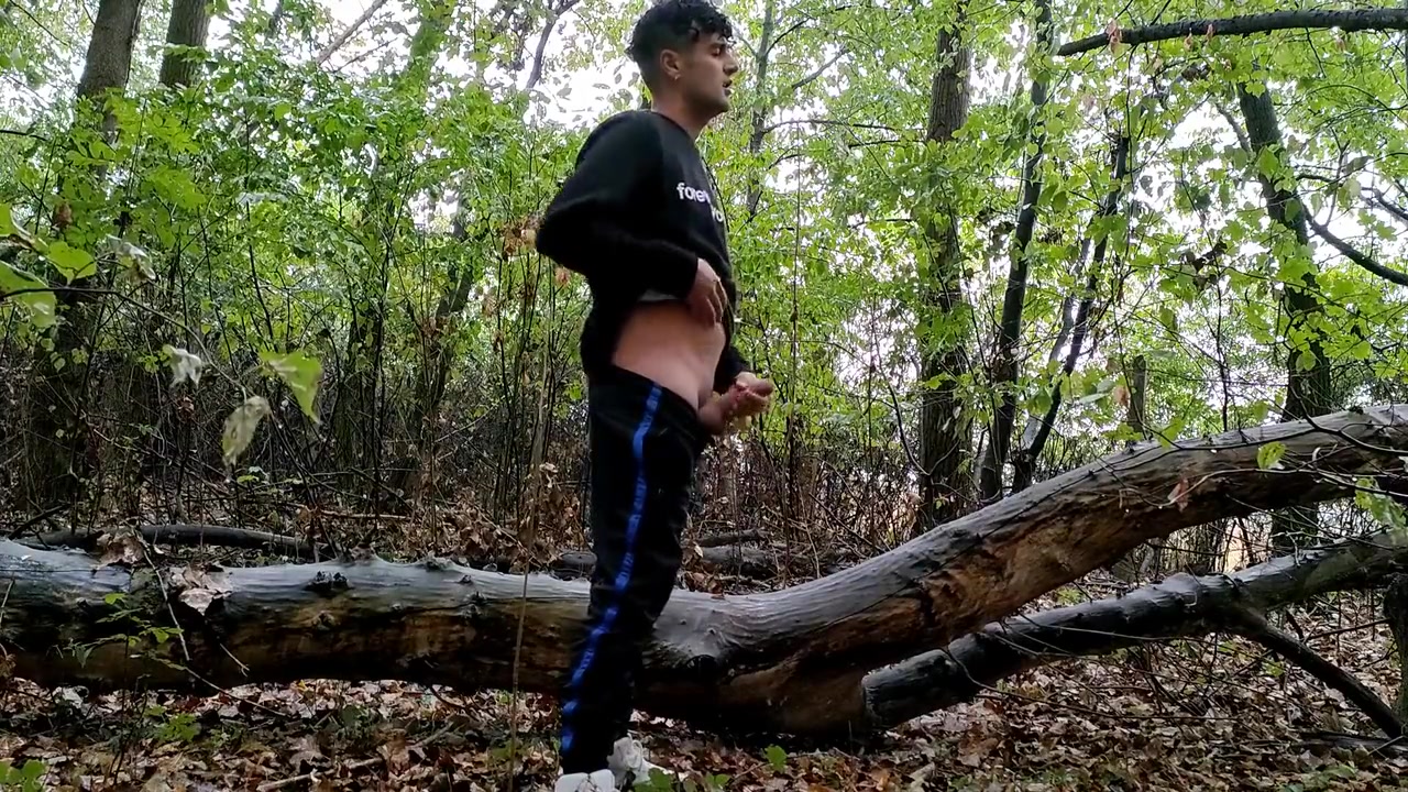 Intense Masturbation - 2 Cumshots Second Cumshot Bigger Than First - Rainy Day Cum In Forest