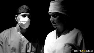 Stressed blond doctor Nikki Sexx daydreams about being gangbanged