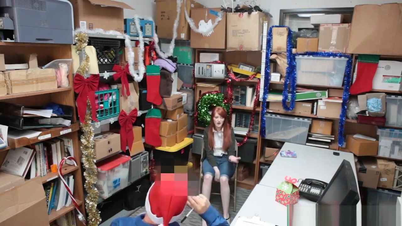 Redhead teen 18+ shop thief caught and fucked by security