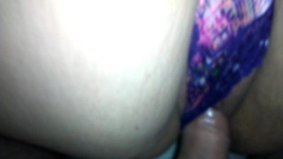 Panty Fuck Close Up His & Her POV ! Cameltoe MILF Rubs Jizz In Her Panties