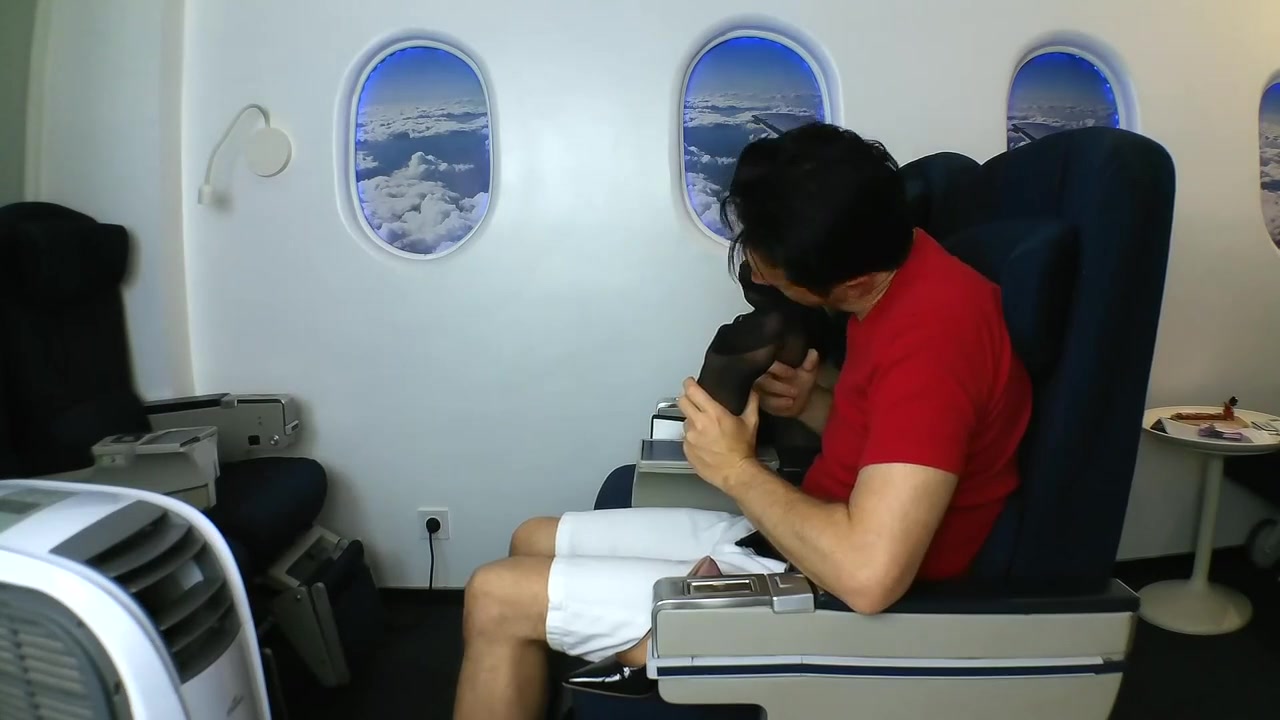 Stewardess feet smelling and licking in air plane by Foot Girls
