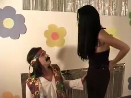 brunette tgirl bangs man In doggy style