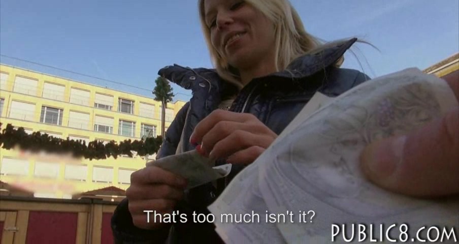 Blonde amateur babe from Prague paid for sex in public