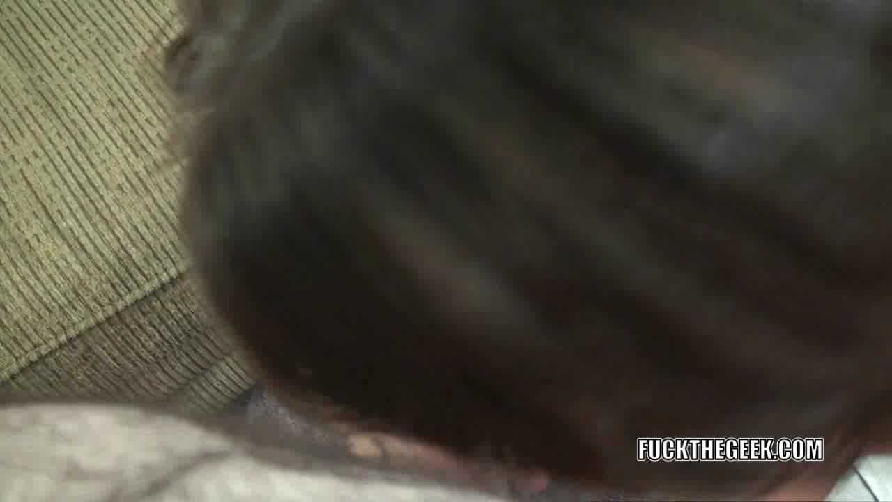 Curvy coed Alisha Adams is swallowing a stiff cock