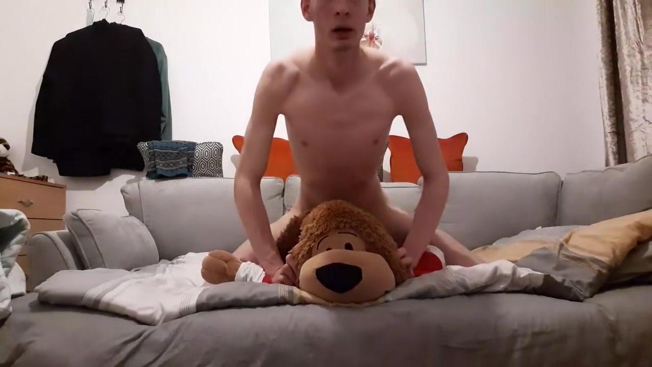 Very Skinny Boy Fucks His Rough On His Bed With Teddy Bear