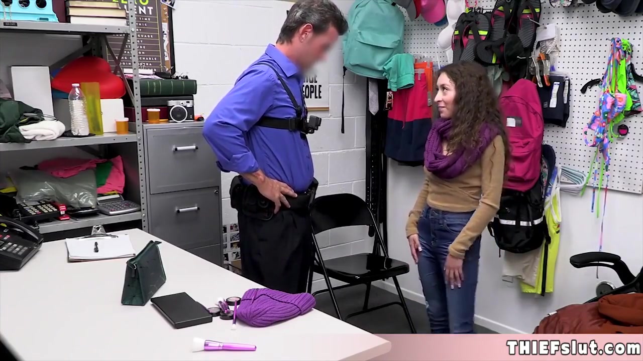 Skinny Brunette Shoplifter Tried To Smuggle Out A Coat But They Caught Her