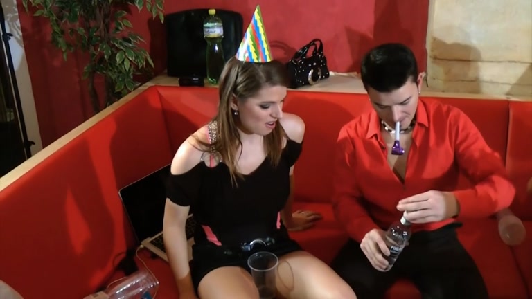 Hot lesbian action at b-day party