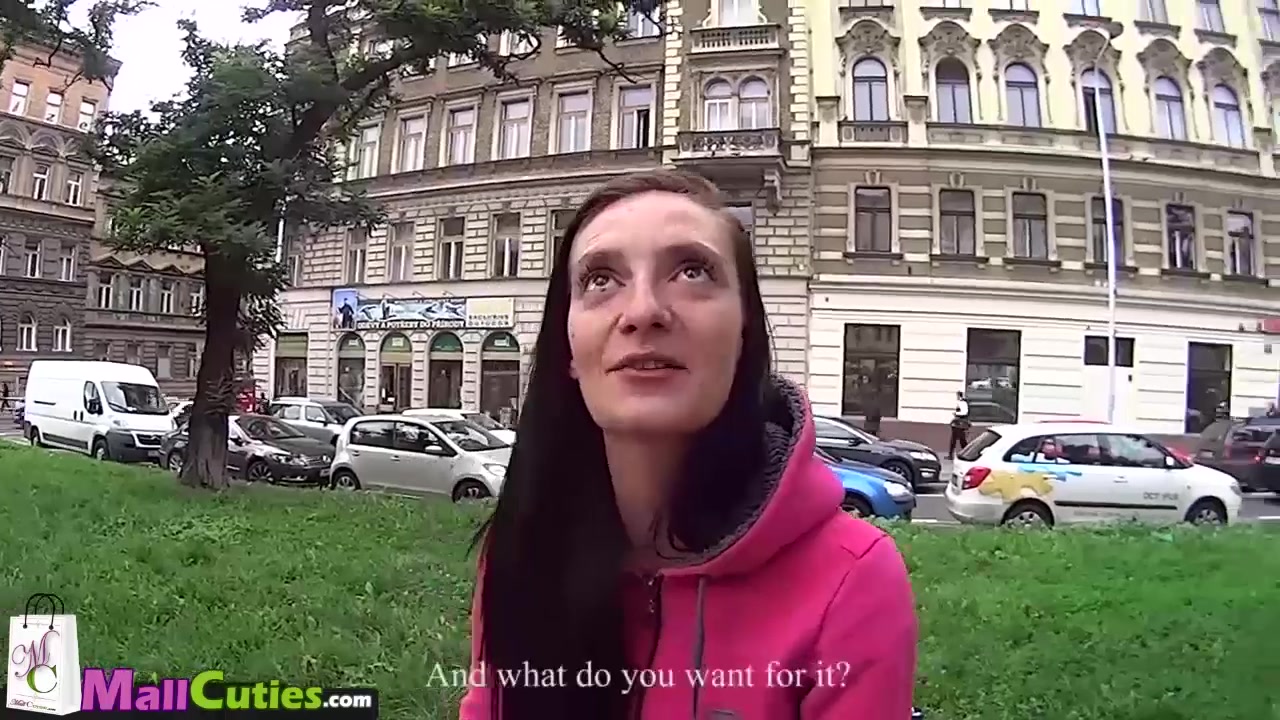 Blonde Girl after persuading goes shopping with a stranger