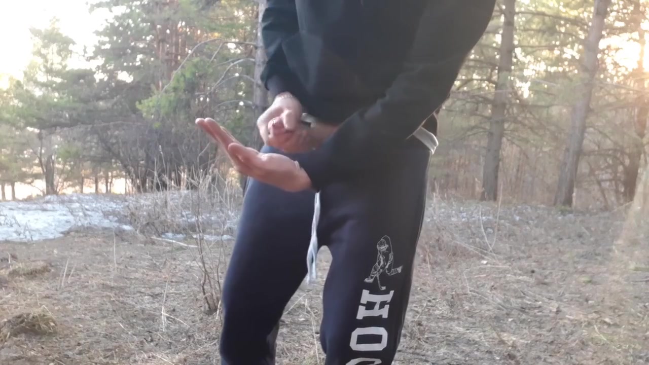 After A Morning Run, The Guy Took Off His Boner In The Forest