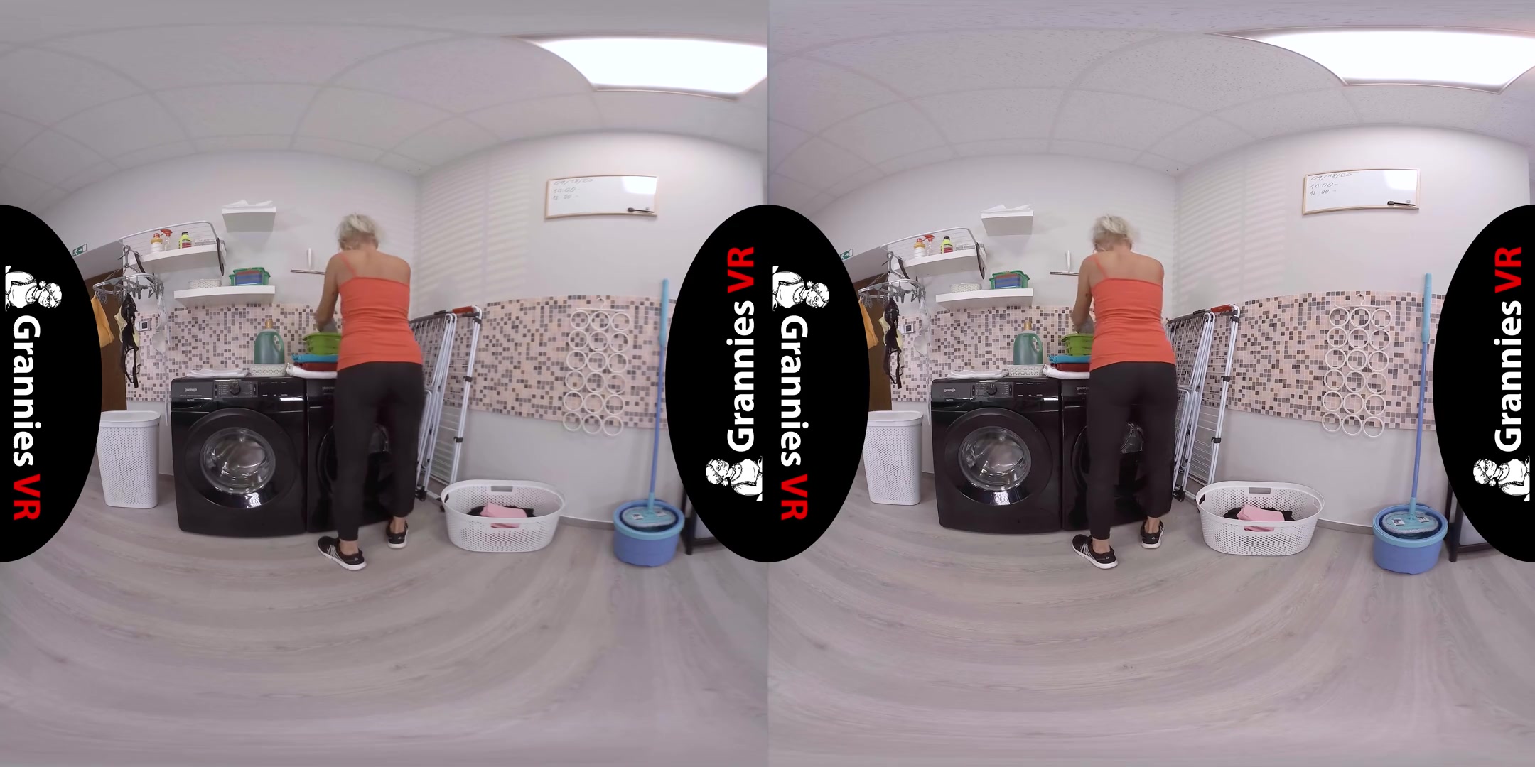 Kathy Anderson - Masturbation In The Laundry; Mature Blonde Babe Solo