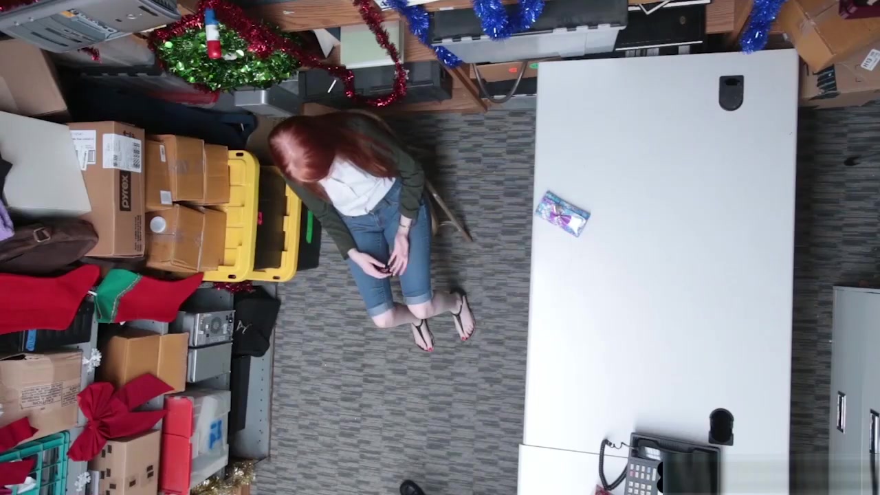 Redhead teen 18+ Thief Fucked By A Security Guys Hard Cock