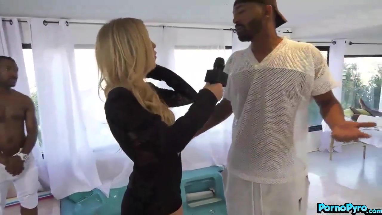 News Reporter Kali Roses Sucks Big Black Athlete Cocks