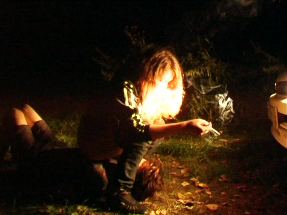 Smoking Lady Plays in the Forest