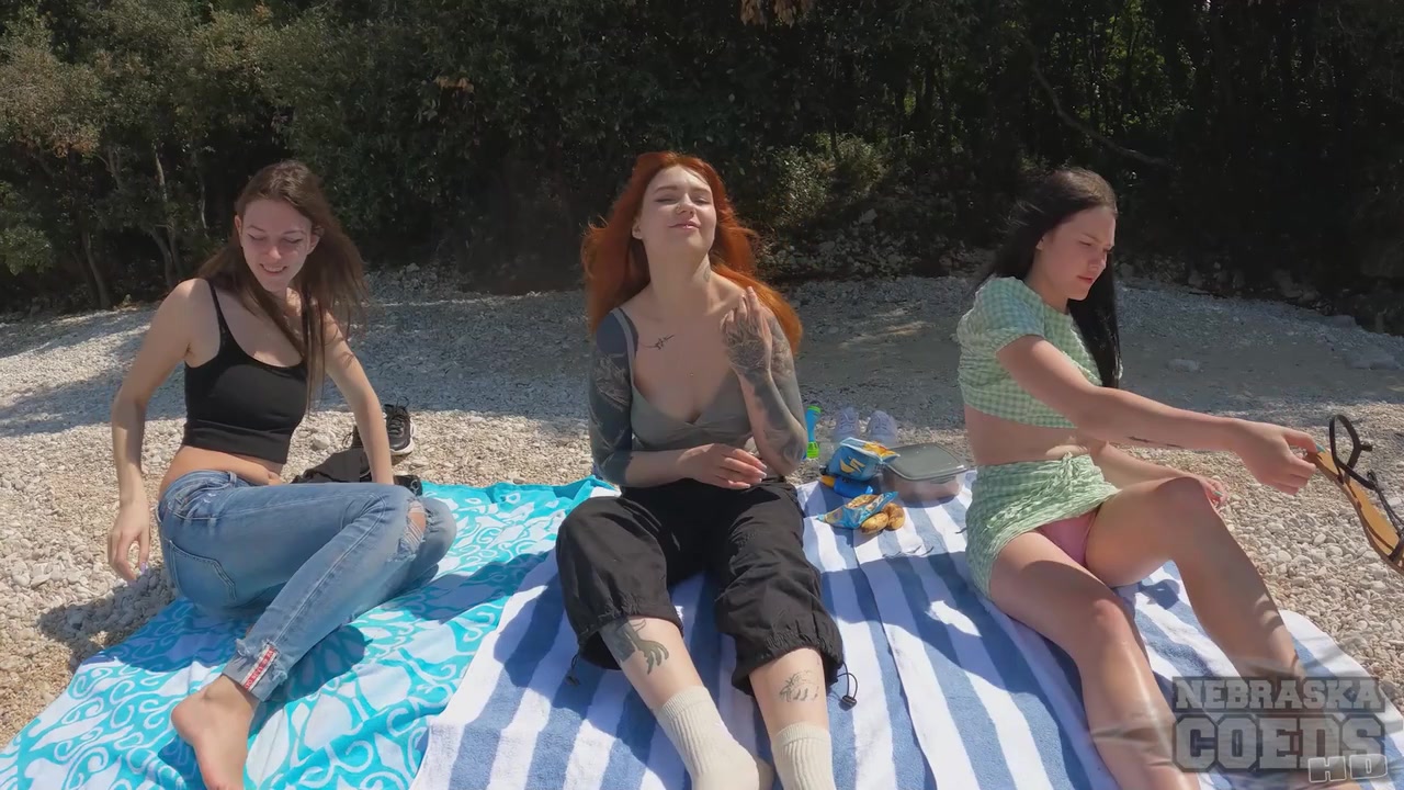 Nude Beach Day Picnic Frisbee Bubbles Oudoor Fun With Cheri Matty Rebeka Ruby