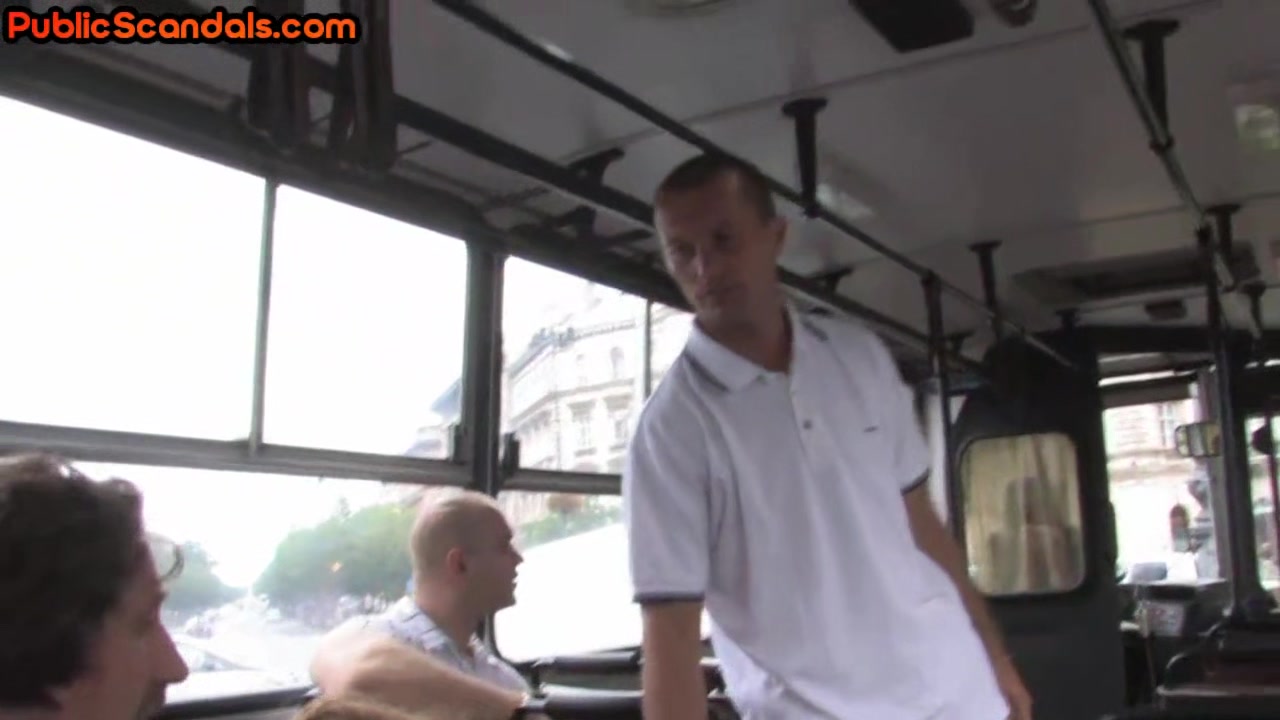 Scandalous big ass blonde chick doggy styled in the bus