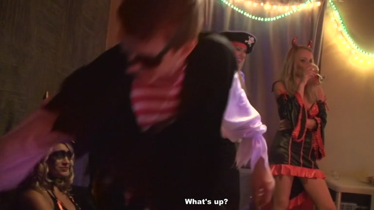 Sexy students 18+ celebrate Halloween scene 2