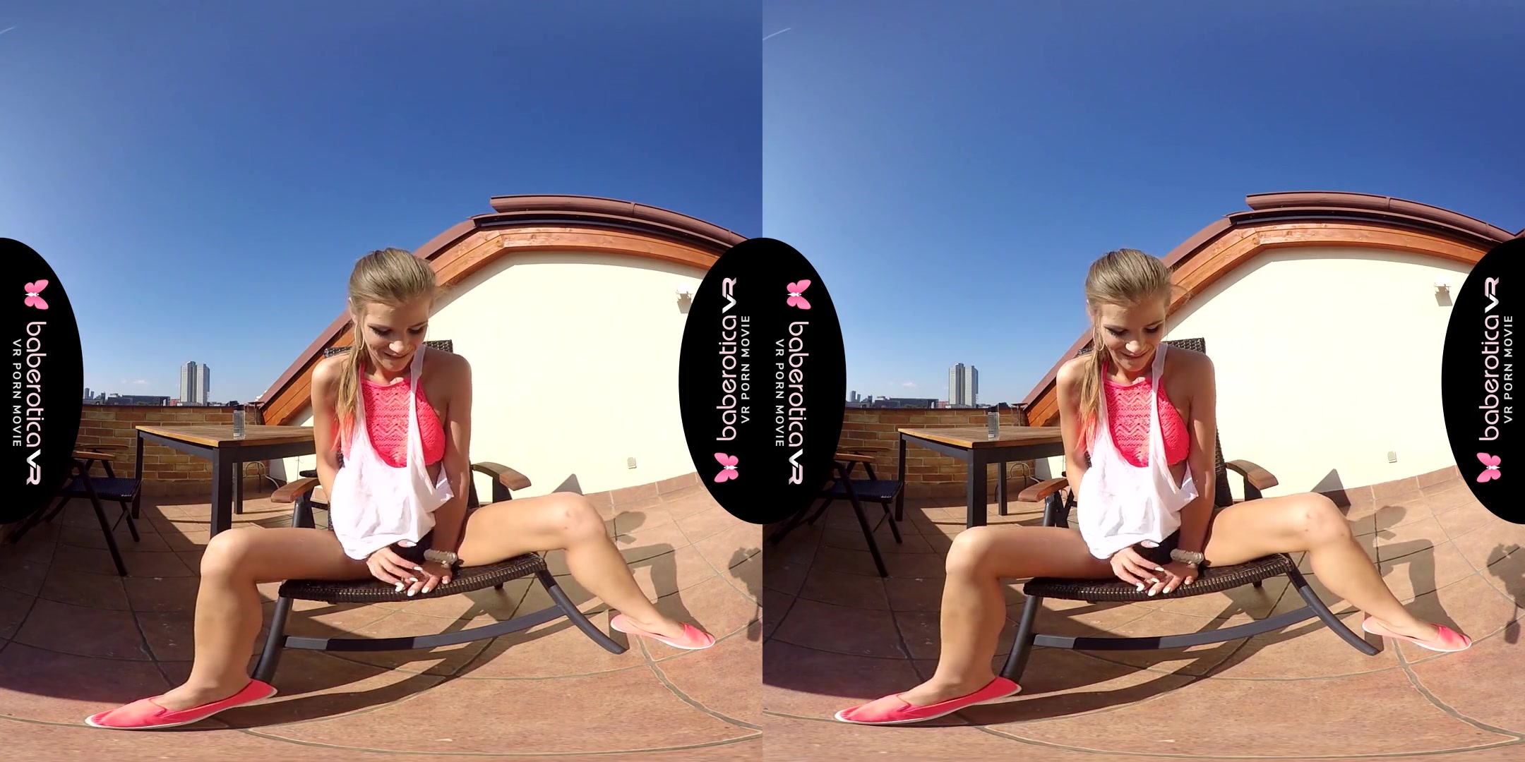 Blonde Sarah Kay Has Such A Big Orgasm On The Balcony - Cute European Pornstar Solo