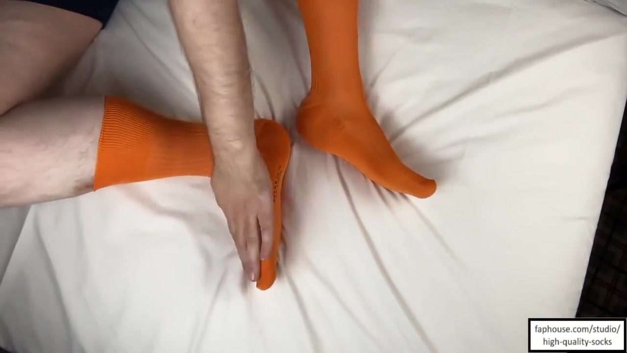 Gay Porn - Unpacking New Orange Falke Rib-socks Let Me Jerk Off Directly