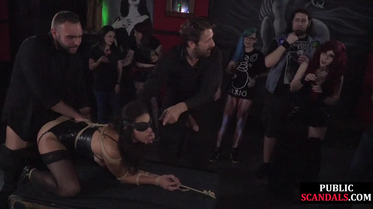 BDSM public babe fucked and covered with cum 4
