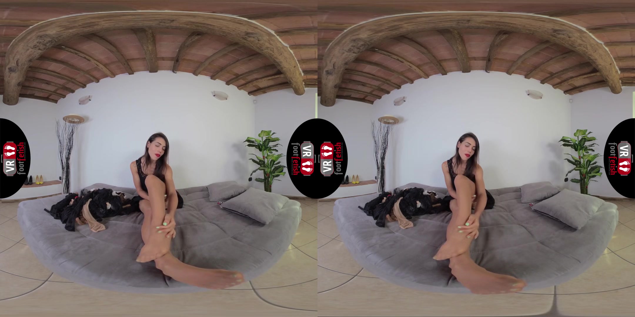 Gorgeously Seductive Petra lures You With Her Pantyhosed Feet; Leg Foot and Stockings Fetish VR Porn