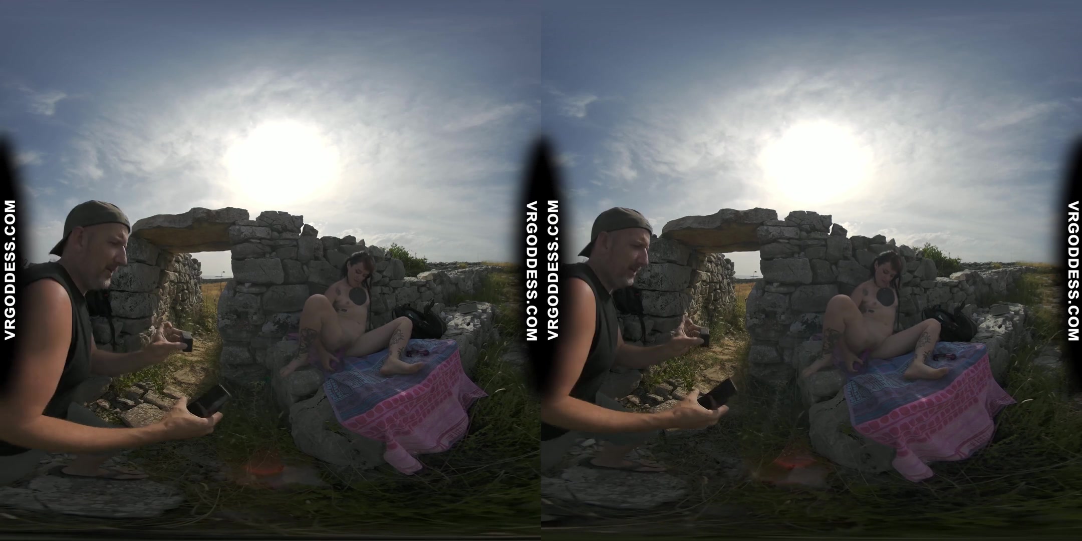 Hot Tattoo Model Brille Masturbating With Dildo And Hitachi Vibrator In Ancient Ruins Risky Public